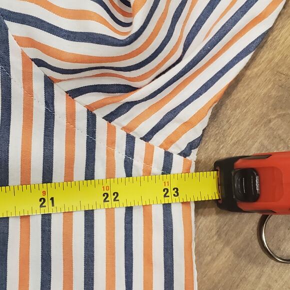 FREDRICK MARTIN Shirt Mens Large Button Up Plaid Long Sleeve Orange Blue Auburn? - Picture 9 of 10